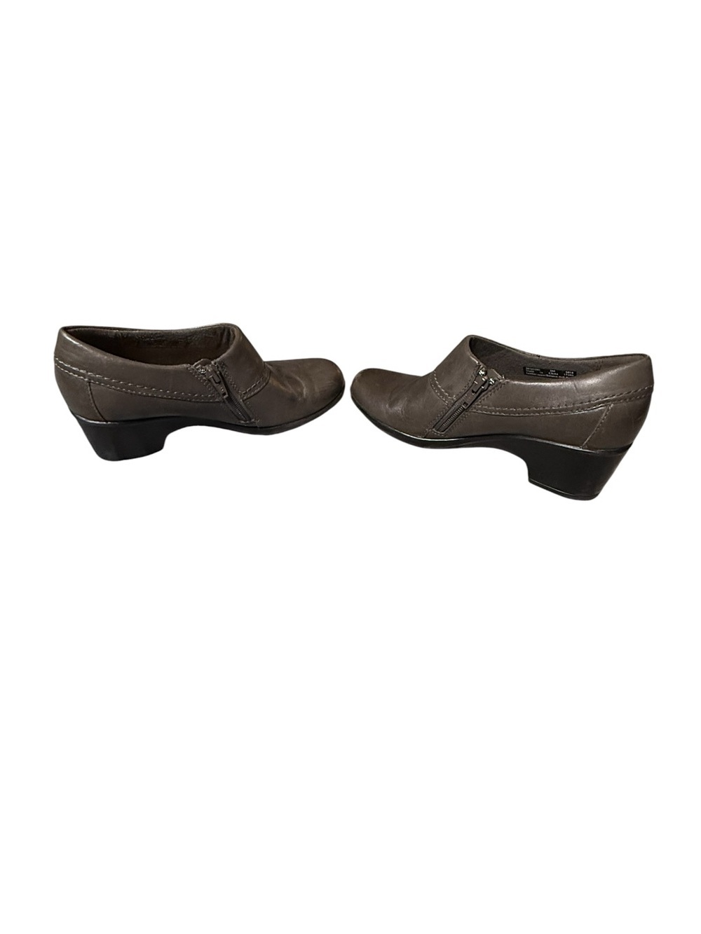 Clarks Genette Danby Gray Leather Booties Shooties Heel Women's Size 6M - Picture 6 of 8